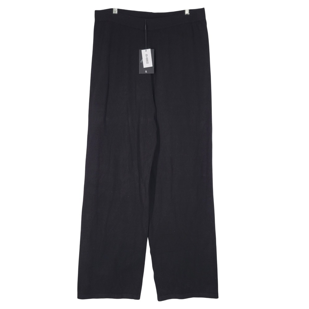 4TH + RECKLESS Black Wide Leg Knit Pants Size 4XL Textured Geometric Pattern